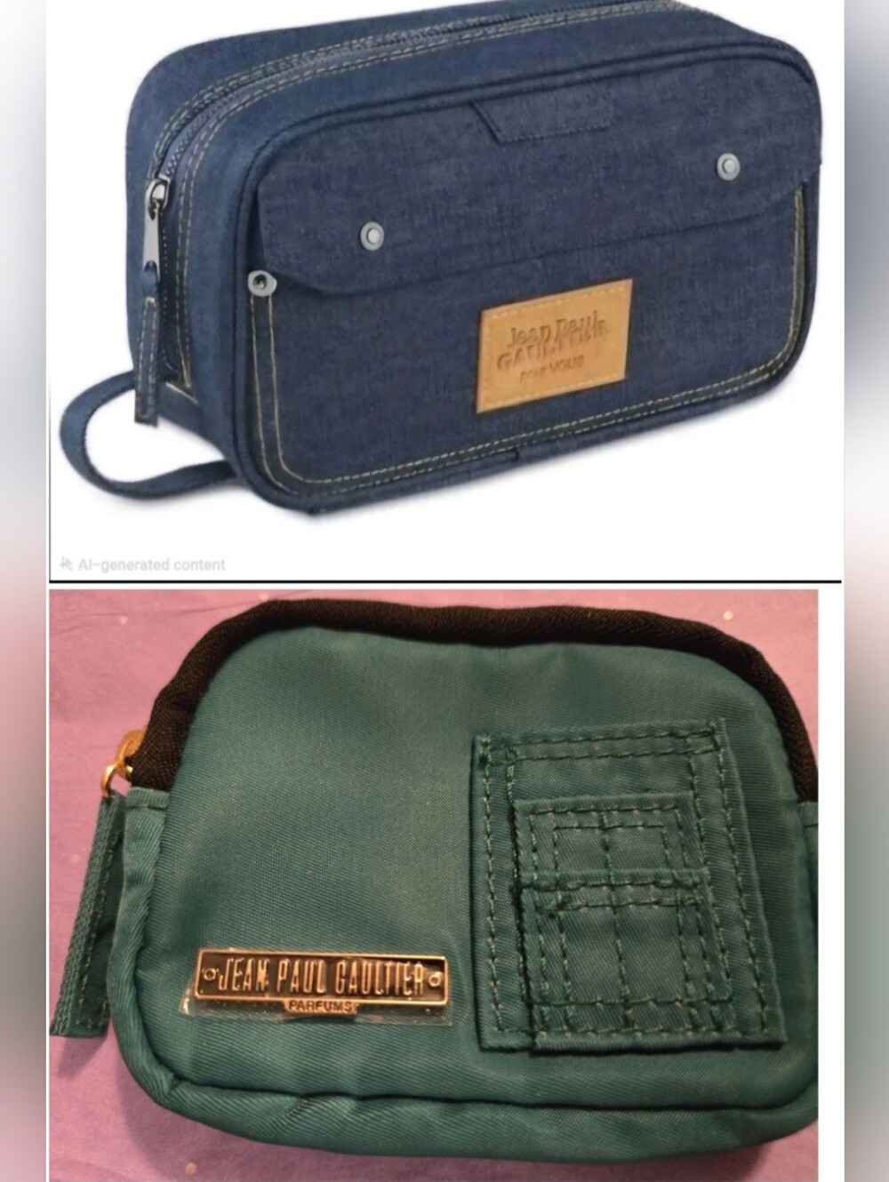 Unisex Jean Paul Gaultier Toiletry Travel Designer Bag Denim Zip Up W Wallet